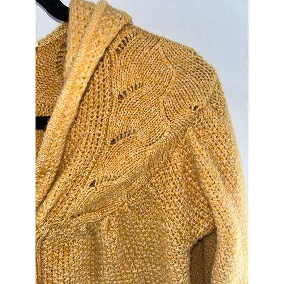 Women's Sleeping On Snow Yellow Wool Blend Hooded Cardigan Sweater Size S - Picture 5 of 8